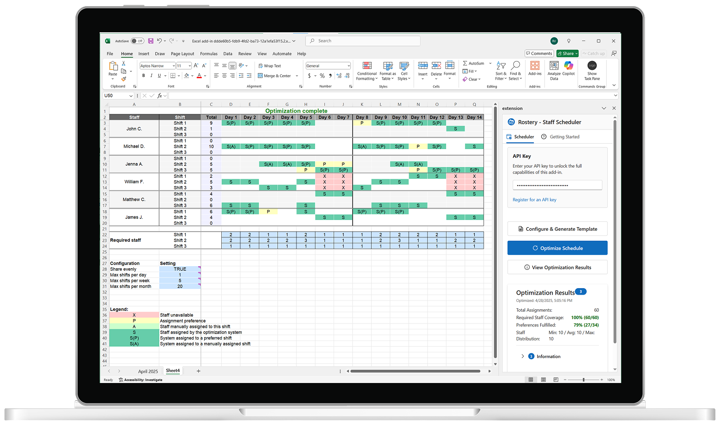 Rostery Excel Add-in Preview